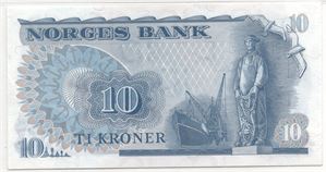 10 kroner 1972 QV. Erstatningsseddel. Gradert til 66 EPQ hos PMG. Kv.0