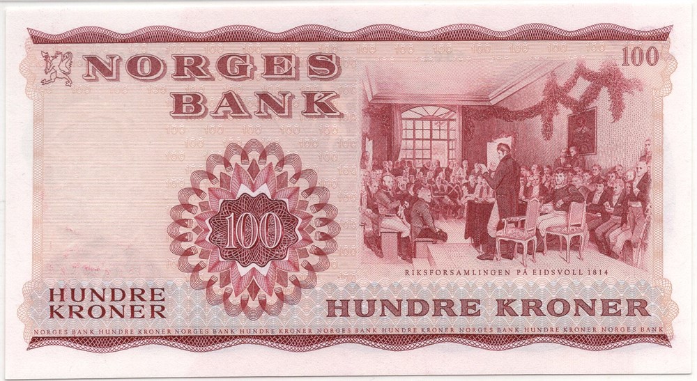 100 kroner 1962 Z.0066977 erstatningsseddel. Kv.0