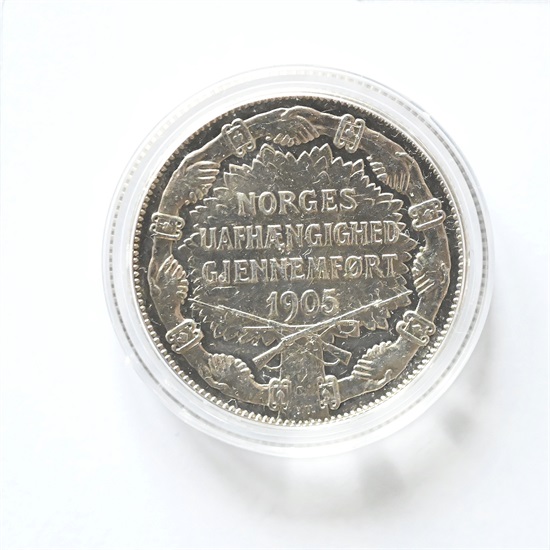 Norge 2 kroner 1907 Gevær kv. 01