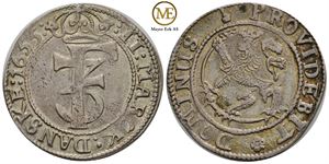 2 mark 1655 Frederik III. Kv.1+/01
