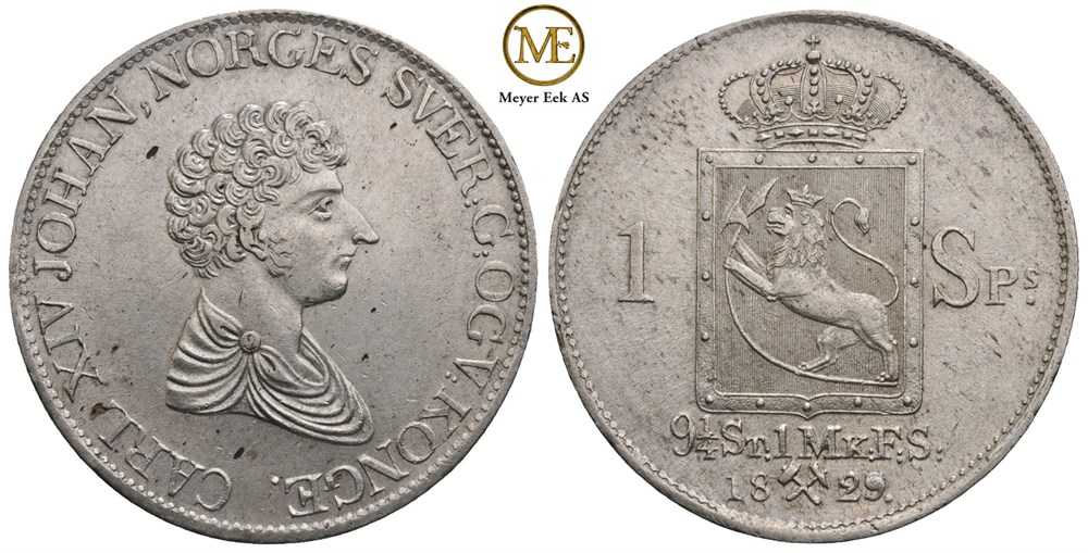 Speciedaler 1829/7 Carl XIV Johan. Kv.01