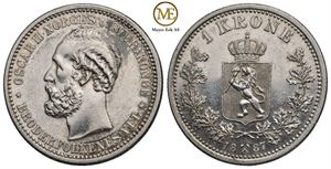 1 krone 1887 Oscar II. Kv.0/01