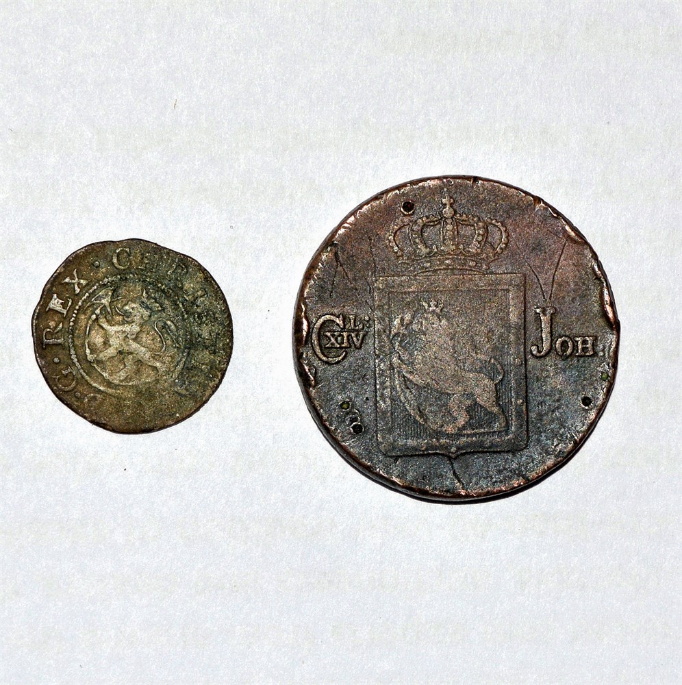 Norge 2 skilling 1670 og 1832 kv 1-