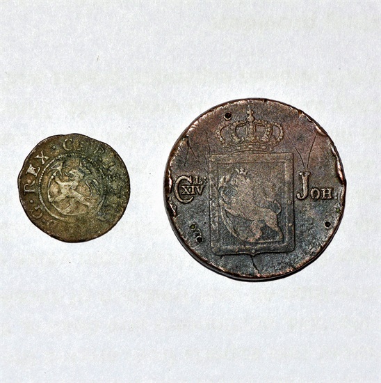 Norge 2 skilling 1670 og 1832 kv 1-
