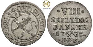 8 skilling 1734 Christian VI. Variant. Kv.01