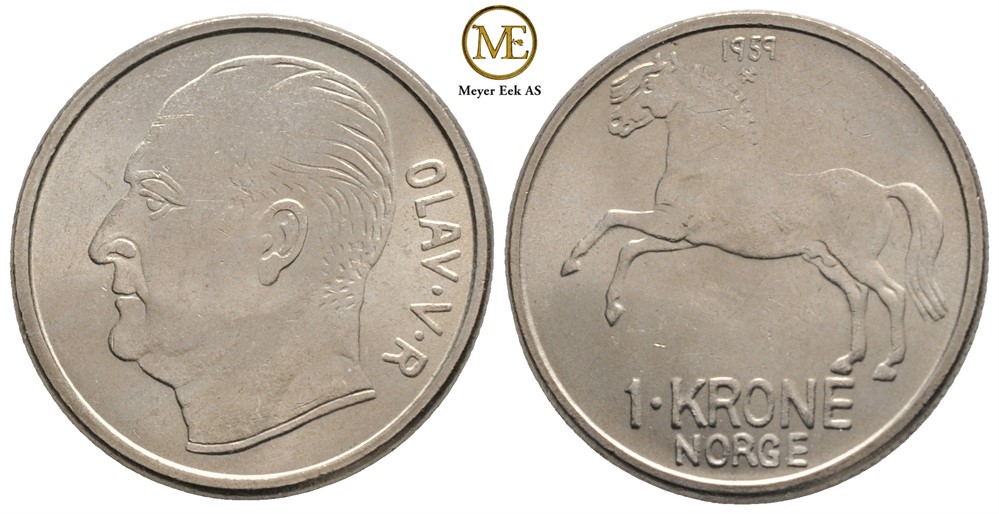1 krone 1959 Olav V. Kv.0