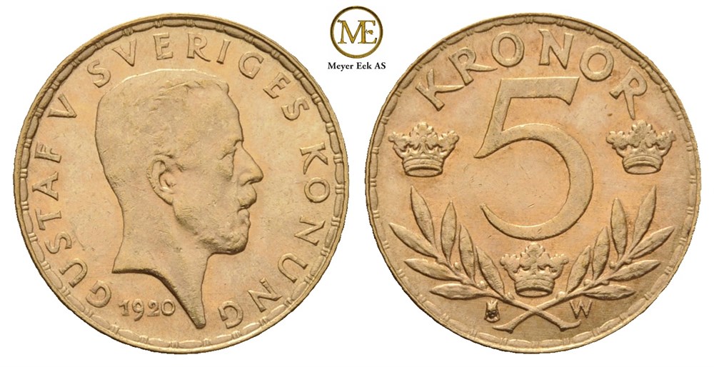5 kronor 1920 Gustav V. Kv.0/01