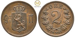 2 øre 1897 Oscar II. Kv.0/01