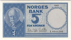 5 kroner 1961 I.6041200. 68 EPQ. Kv.0