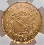 20 kroner 1883 Oscar II. Gradert til MS.66. Kv.0