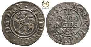 2 skilling 1654 Frederik III. Kv.1+/01