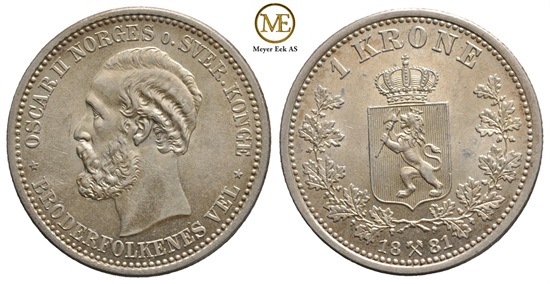 1 krone 1881 Oscar II. Kv.0
