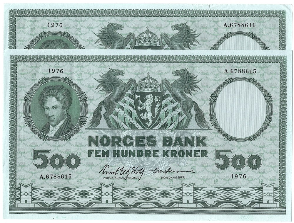 500 kroner 1976 A.6788615-16 i serie. Kv.1/1+
