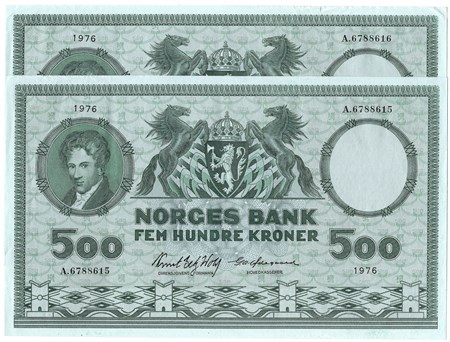 500 kroner 1976 A.6788615-16 i serie. Kv.1/1+