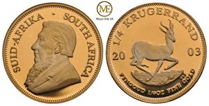 Krugerrand 1/4  x 4 mynter 2003, 04, 05 og 2007. Proof