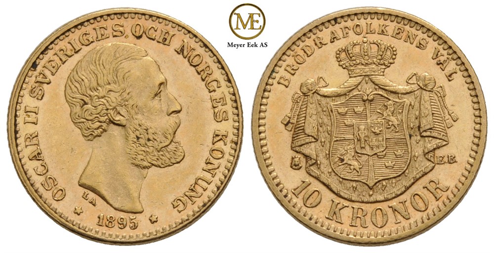 10 kronor 1895 Oscar II. Kv.01