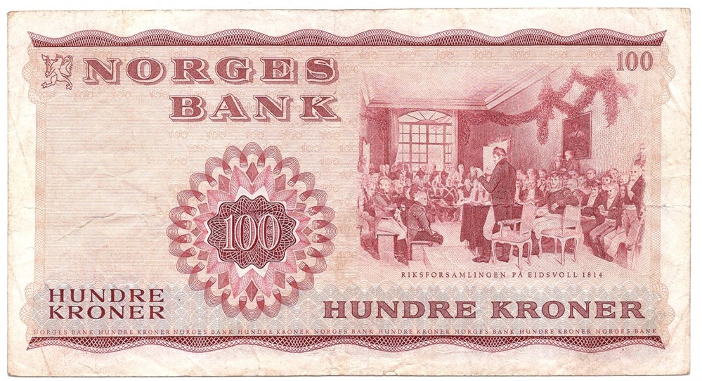 100 kroner 1963 Z.8005160. 8-million erstatningsseddel. 45a. RR-seddel. Kv.1