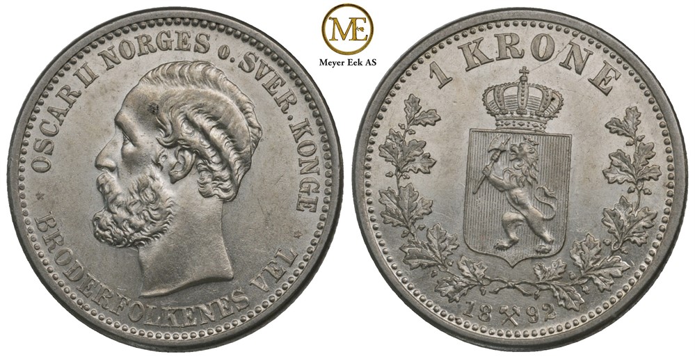1 krone 1892 Oscar II. Kv.0