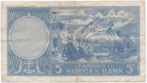 5 kroner 1961 Z.0203165 erstatningsseddel. Kv.1-