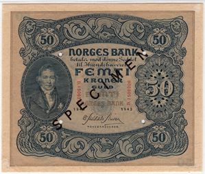50 kroner 1945 D.1506206 Specimen. Kv.01