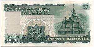 50 kroner 1966 Z.0120083 erstatningsseddel. Kv.0/01