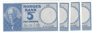 5 kroner 1961 I.9276390-93. Kv.0