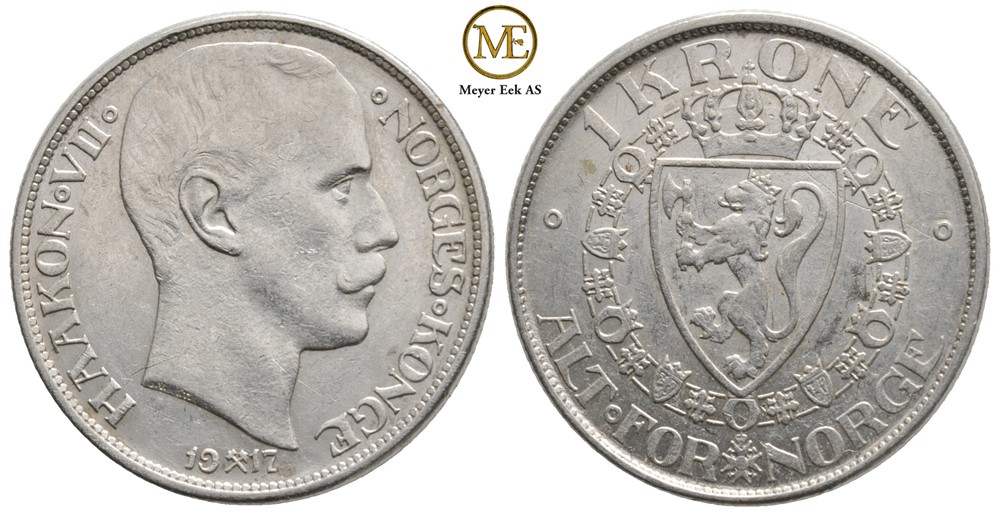 1 krone 1917 Haakon VII. Kv.01