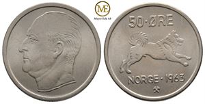 50 øre 1963 Olav V. Kv.0