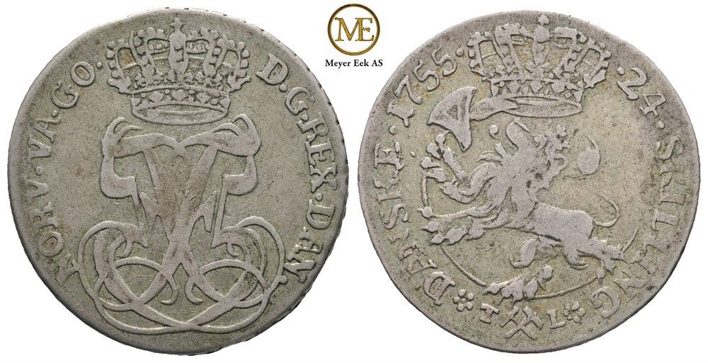 24 Skilling 1755 Frederik V. Kv.1/1+