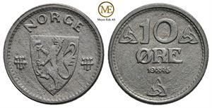 10 øre 1945 zink. Haakon VII. Kv.0