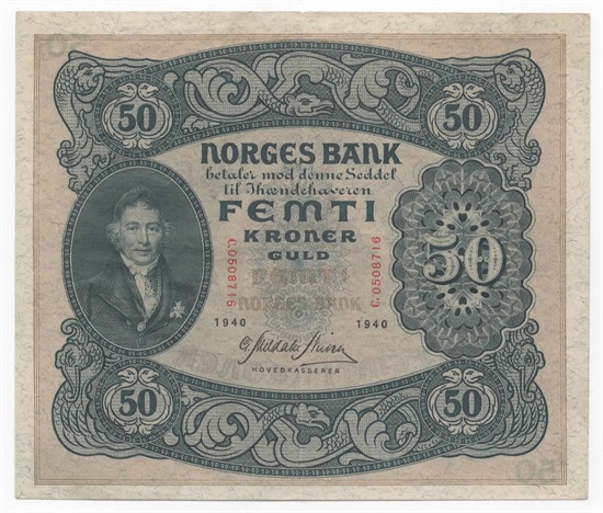 Norge 50 kroner 1940 C kv.1+