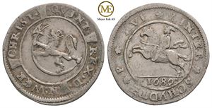 16 skilling 1689 Christian V. Kv.1/1+