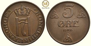 5 øre 1915 Haakon VII. Kv.01