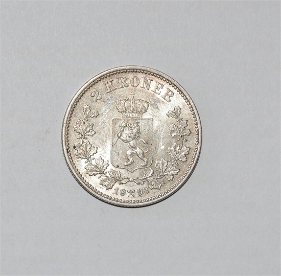 Norge 2 kroner 1893 kv. 0/01