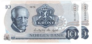 10 kroner 1978 HO og HI. Erstatningssedler. Kv.0