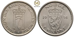 1 krone 1954 Haakon VII. Kv.0