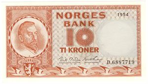 10 kroner 1954 D. Kv.0/01