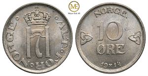 10 øre 1914 Haakon VII. Kv.0