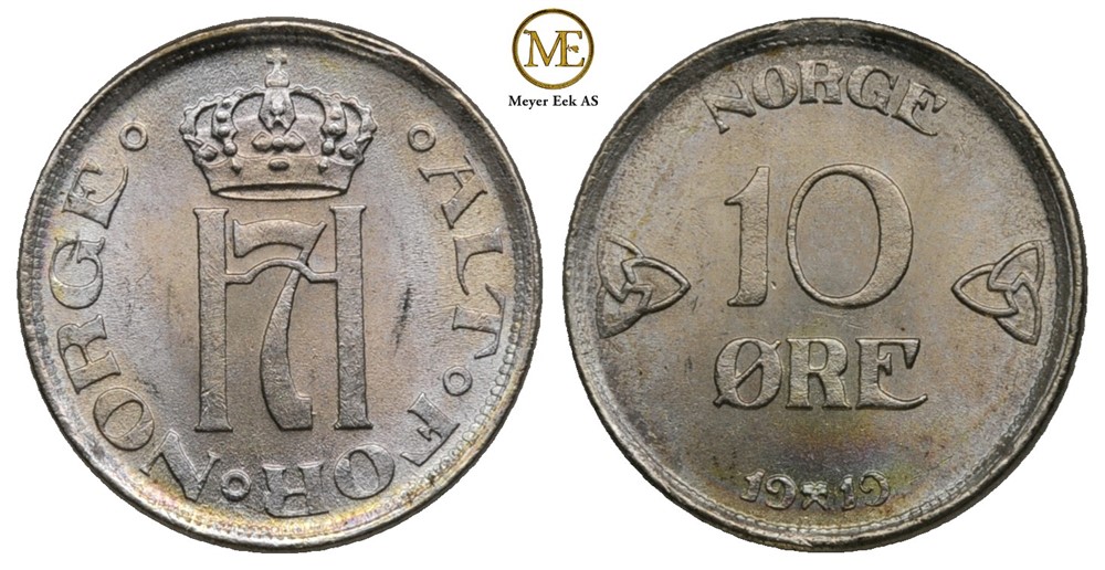 10 øre 1919 Haakon VII. Prakteksemplar