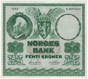 50 kroner 1952 A.9693223. Kv.1+