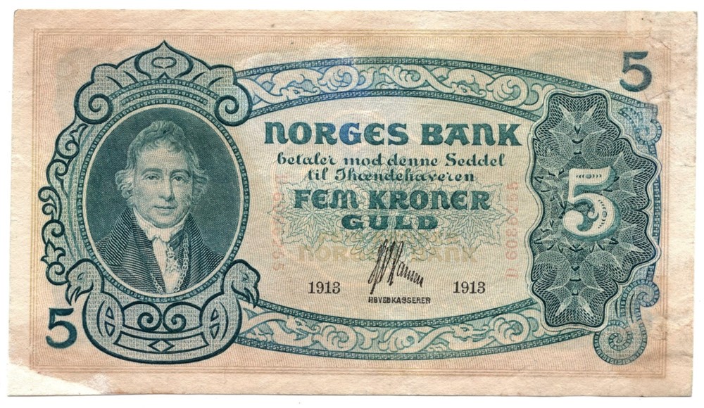 5 kroner 1913 D.6086255. Kv.1+
