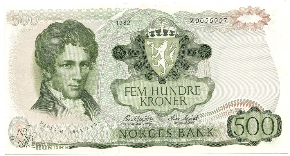 500 kroner 1982 Z.0055957 erstatningsseddel. Kv.01