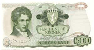 500 kroner 1982 Z.0055957 erstatningsseddel. Kv.01