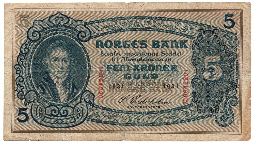 5 kroner 1931 M.642201. SSS-seddel. Kv.1/1-
