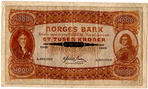 1000 kroner 1945 A Kv.1-