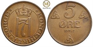 5 øre 1912 Haakon VII. Kv.0