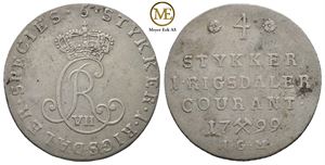 1/5 speciedaler 1799. Christian VII. Kv.1/1+