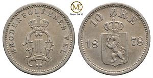 10 øre 1878 Oscar II. Kv.01