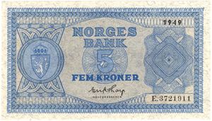 5 kroner 1949 E.3721911.Kv.0