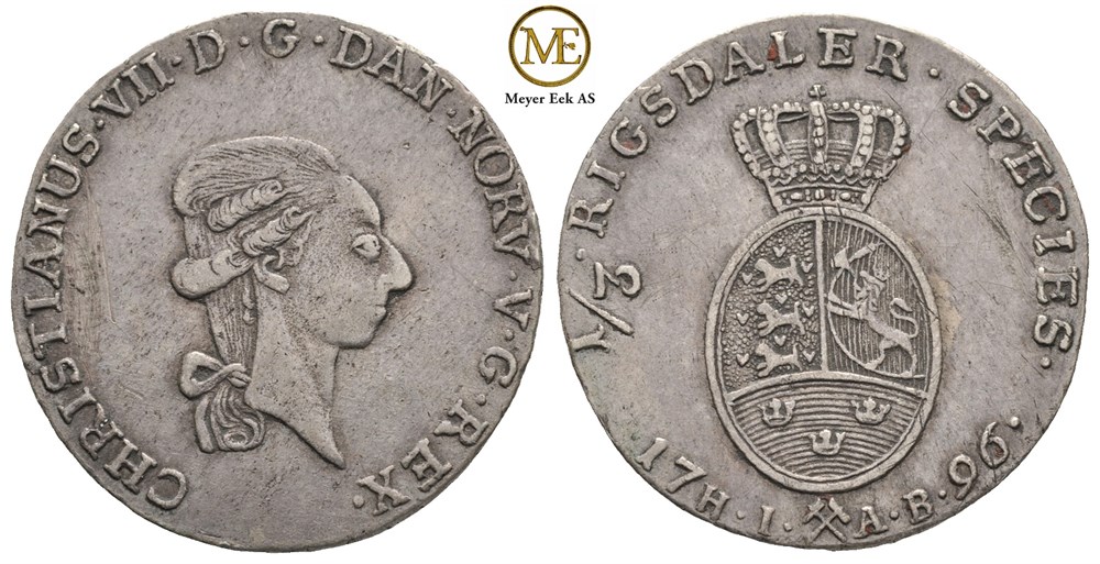 1/3 speciedaler 1796 HIAB. Christian VII. Kv.1+